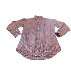 Men's Polo Ralph Lauren Custom Fit Button Down Long Sleeve Shirt Plaid Orange M